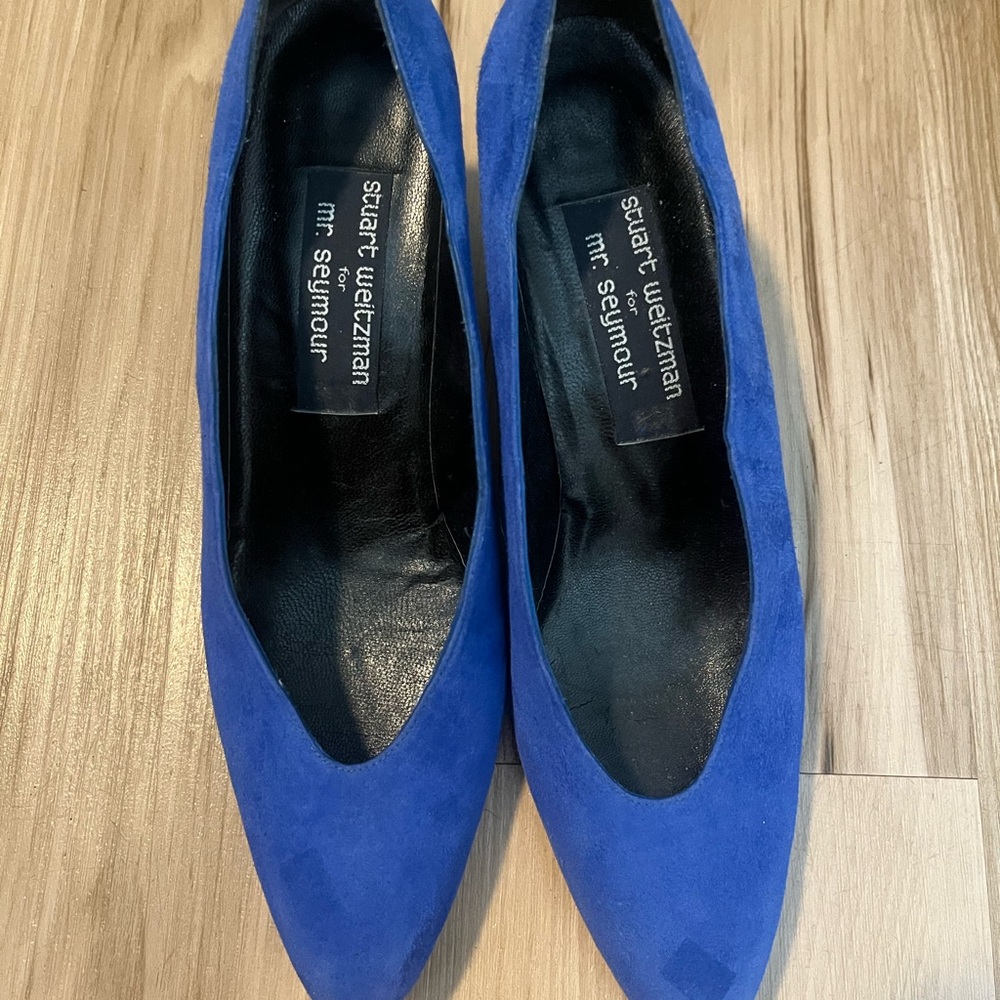 Stuart Weitzman Blue Flats Sleek Design